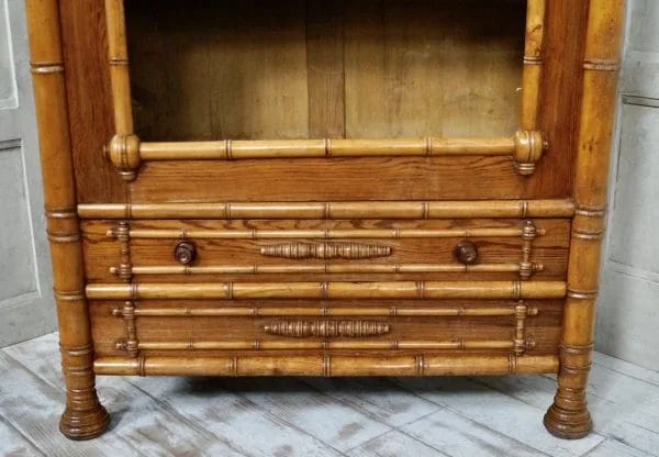 Victorian Faux Bamboo Glazed Bookcase - Image 9