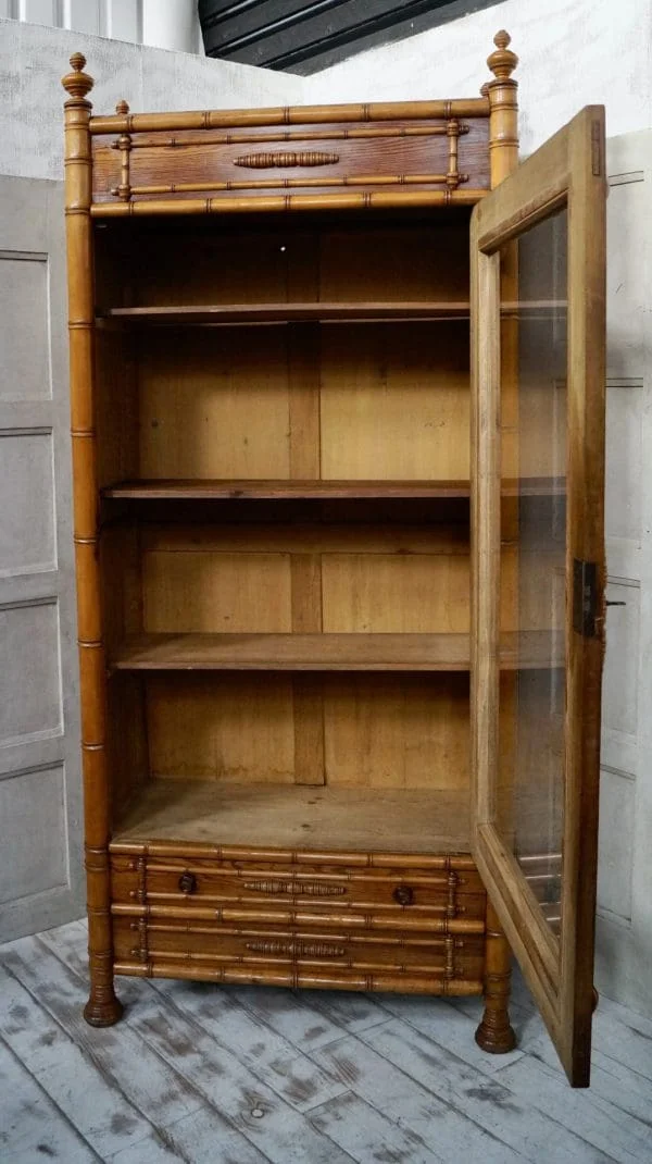 Victorian Faux Bamboo Glazed Bookcase - Image 6