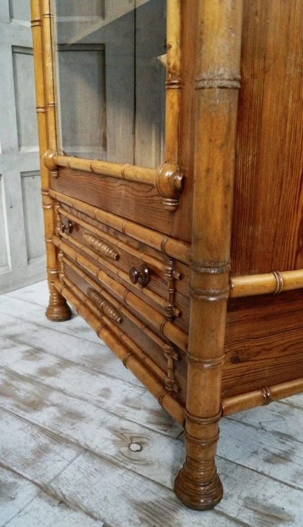 Victorian Faux Bamboo Glazed Bookcase - Image 3