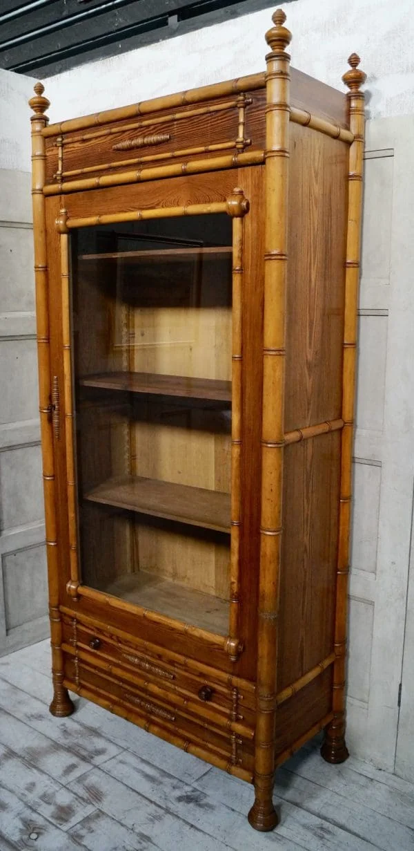 Victorian Faux Bamboo Glazed Bookcase - Image 11