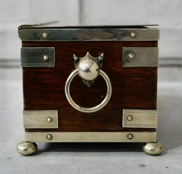 Victorian Silver Plated Oak Tea Caddy - Image 7