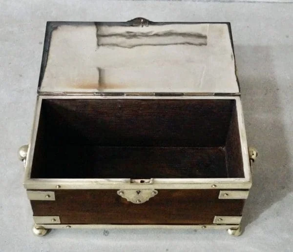 Victorian Silver Plated Oak Tea Caddy - Image 3