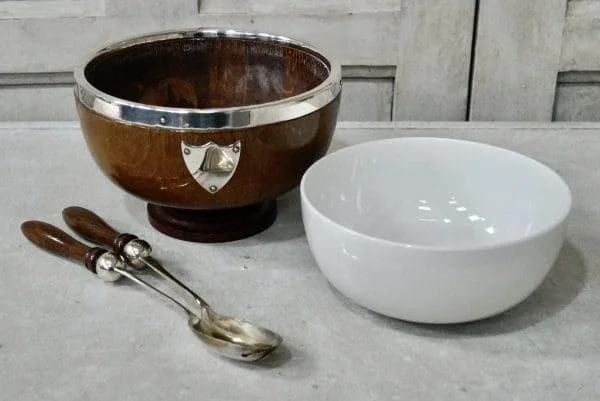 Victorian Oak and Silver Plated Salad Bowl - Image 2