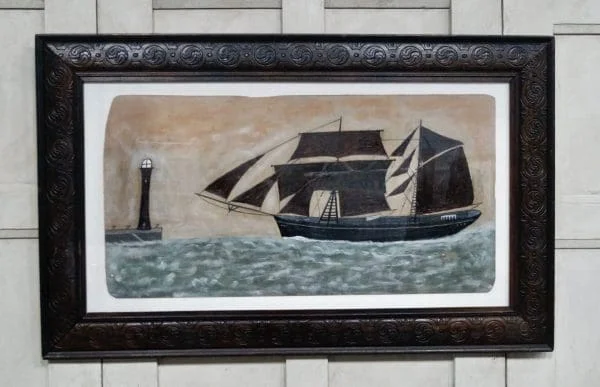 Artwork “Topmast Schooner Entering Port” In the Style Of Alfred Wallis