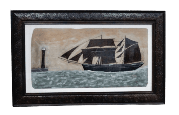 Artwork “Topmast Schooner Entering Port” In the Style Of Alfred Wallis