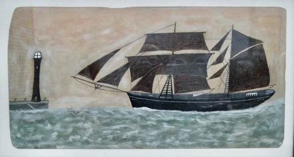 Artwork “Topmast Schooner Entering Port” In the Style Of Alfred Wallis - Image 9