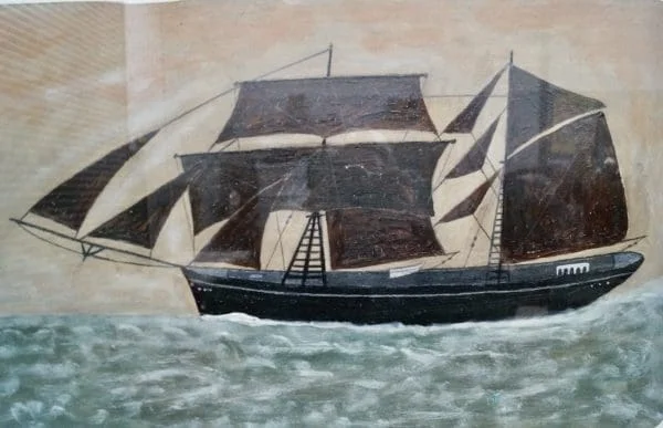 Artwork “Topmast Schooner Entering Port” In the Style Of Alfred Wallis - Image 8