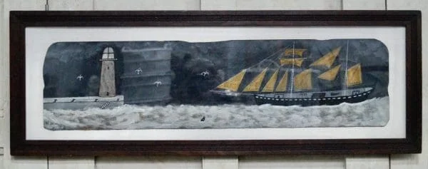 Painting “Schooner Approaching Port” In the Style Of Alfred Wallis - Image 6