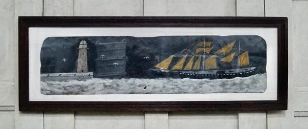 Painting “Schooner Approaching Port” In the Style Of Alfred Wallis