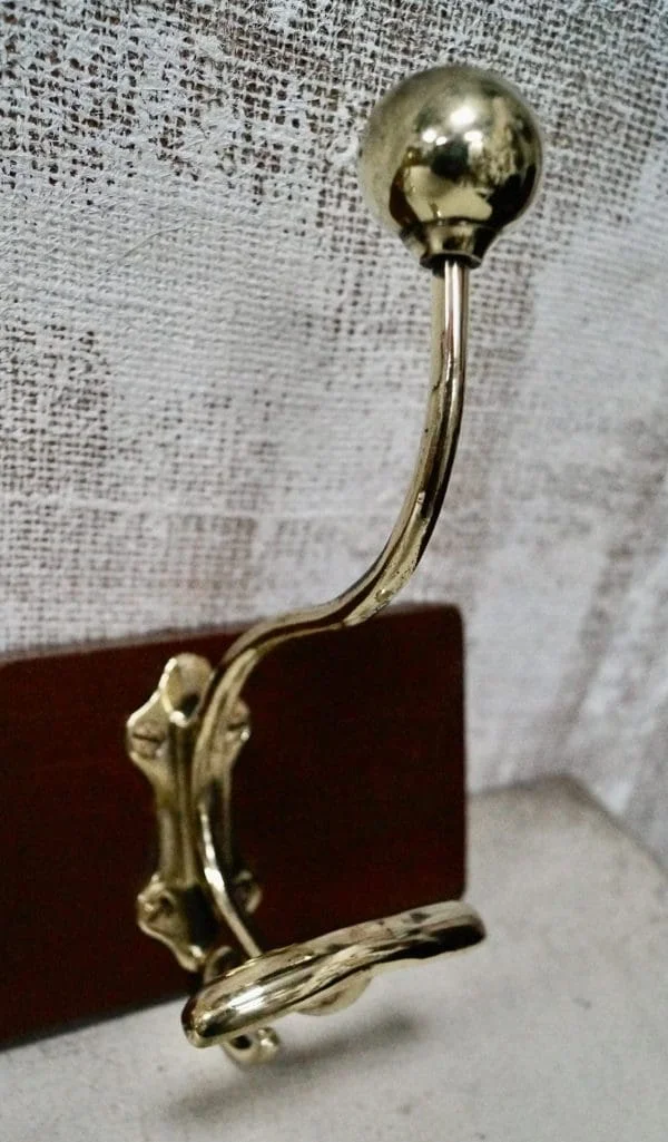 Antique Pitch Pine and Brass Coat Rack - Image 3