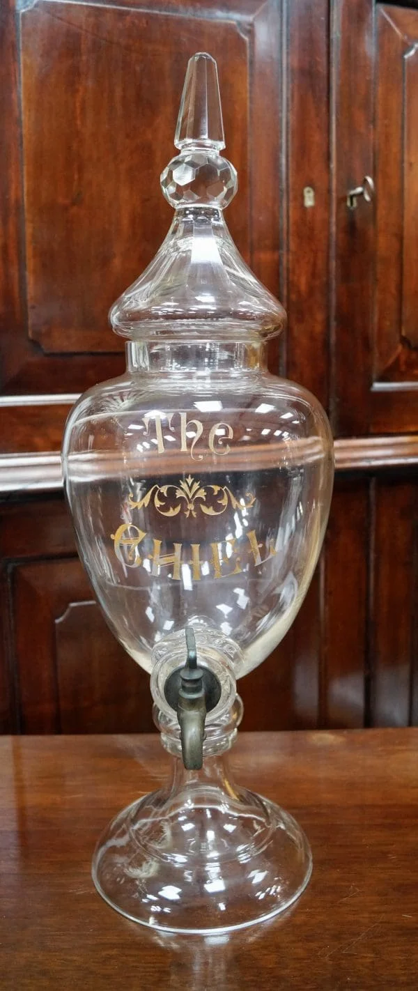 Large Antique Crystal Whiskey Dispenser