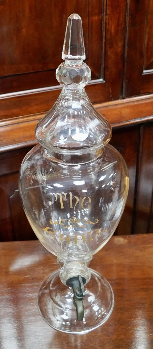 Large Antique Crystal Whiskey Dispenser - Image 3