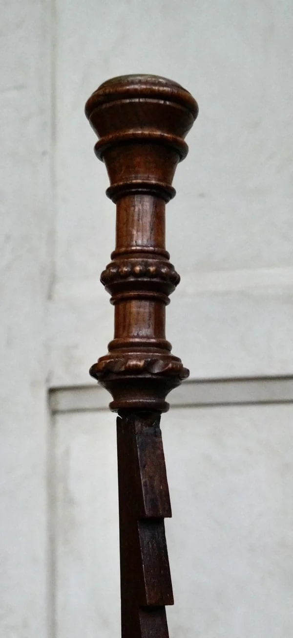 Antique Oak Adjustable Ratchet Candle Stand Table - Image 6