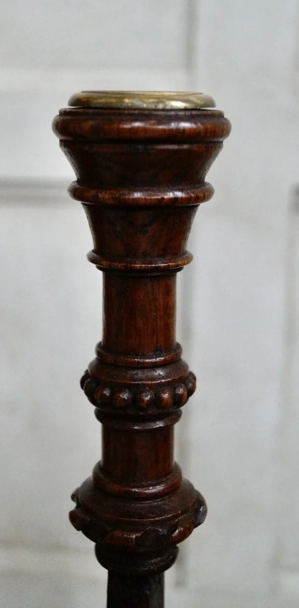 Antique Oak Adjustable Ratchet Candle Stand Table - Image 3