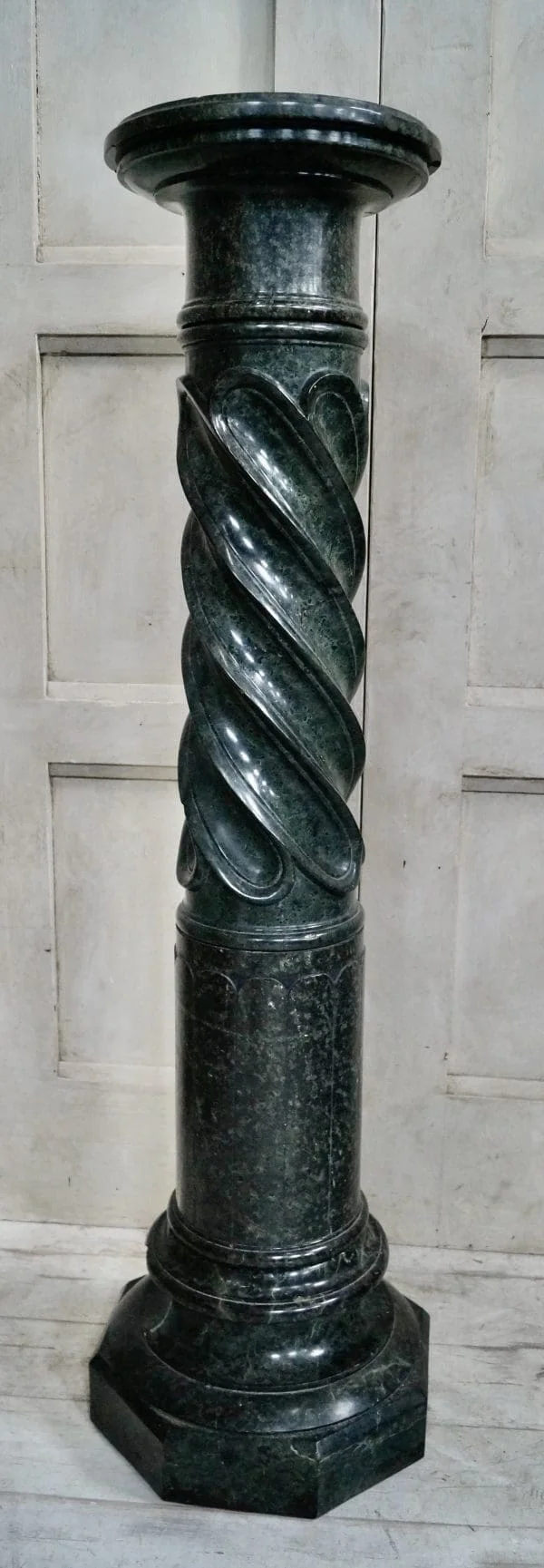 Victorian Italian Verde Marble Spiral Pedestal