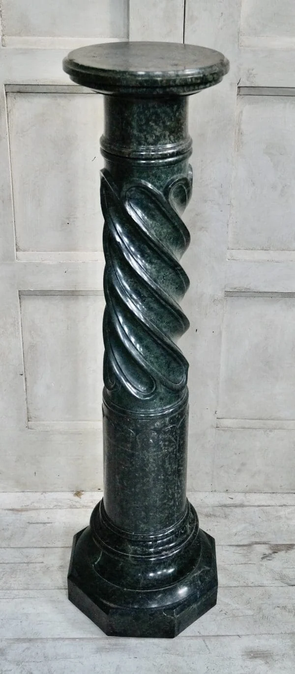 Victorian Italian Verde Marble Spiral Pedestal - Image 6