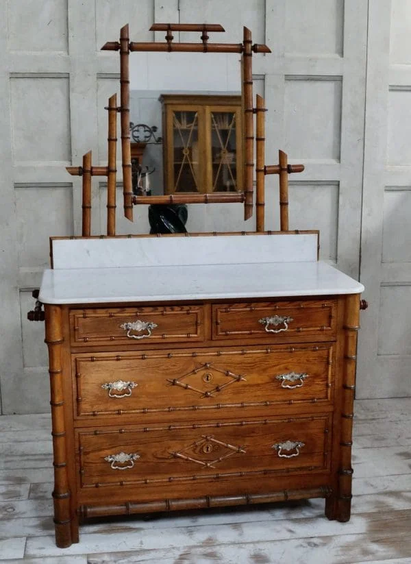 Victorian Faux Bamboo Dressing Table Chest Of Drawers