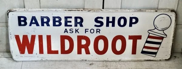 Vintage Wild Root Barbers Shop Sign