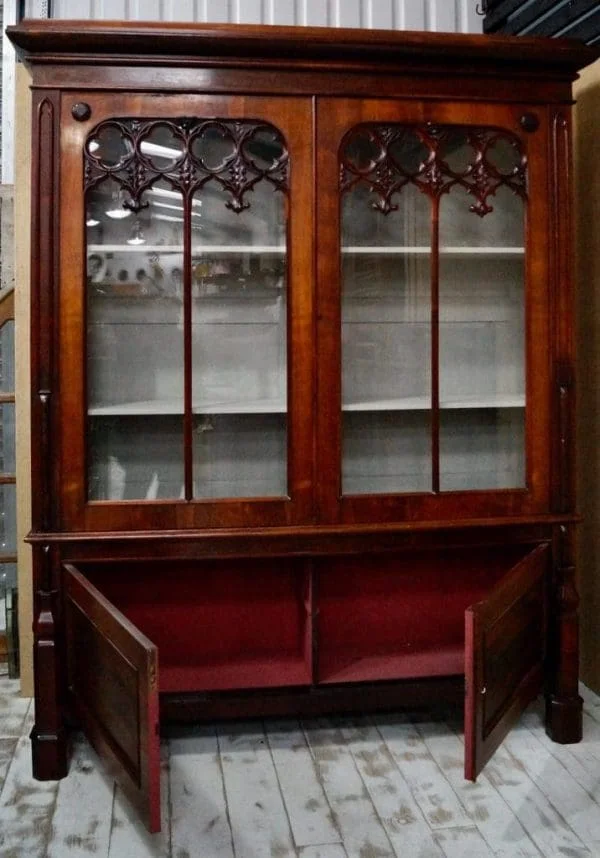 Antique Rosewood Gothic Bookcase - Image 7