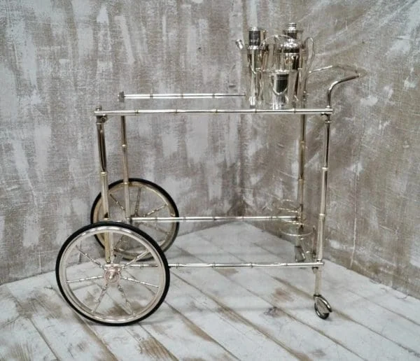 Mid-Century French Faux Bamboo Drinks Cart - Image 8