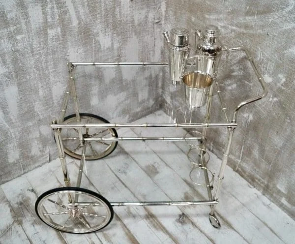 Mid-Century French Faux Bamboo Drinks Cart - Image 10