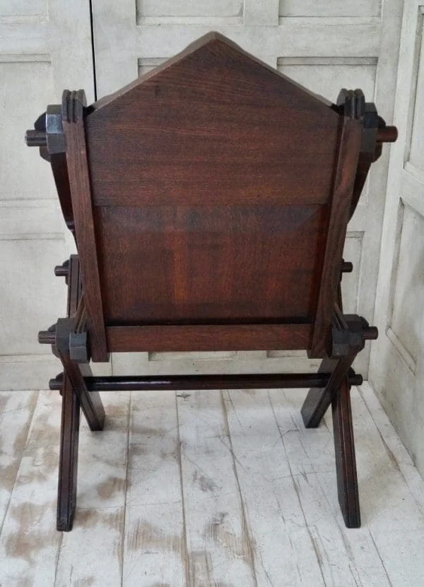 Pair Of Antique Gothic Oak Glastonbury Chairs - Image 8