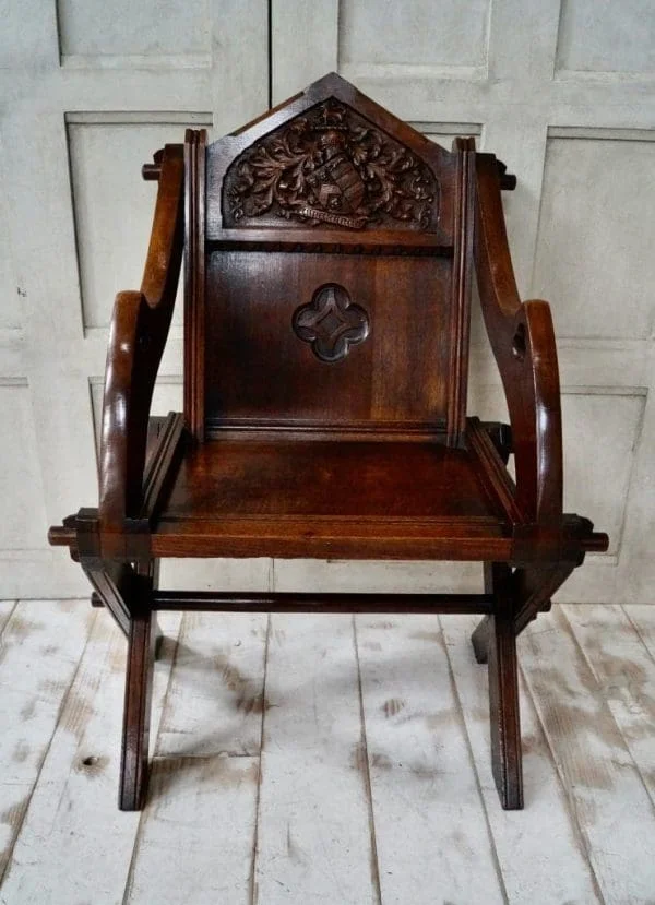 Pair Of Antique Gothic Oak Glastonbury Chairs - Image 15