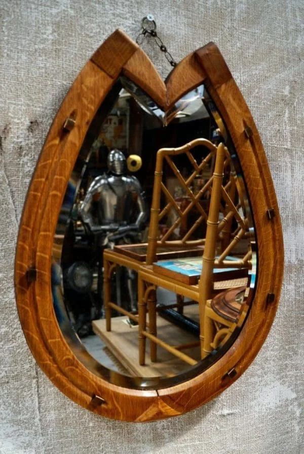 Antique Georgian Oak Horseshoe Wall Mirror - Image 6