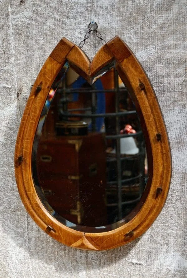 Antique Georgian Oak Horseshoe Wall Mirror - Image 10