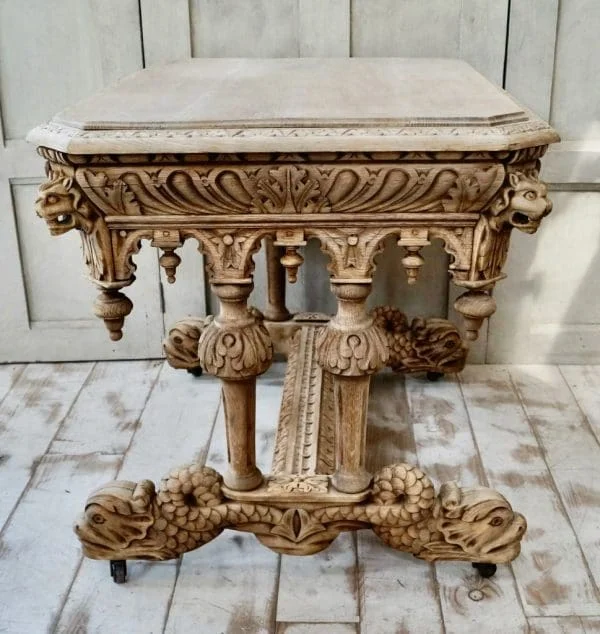 Victorian Bleached Oak Library Table - Image 8