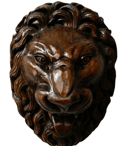 A Rare Large Victorian Hand Carved Lions Head