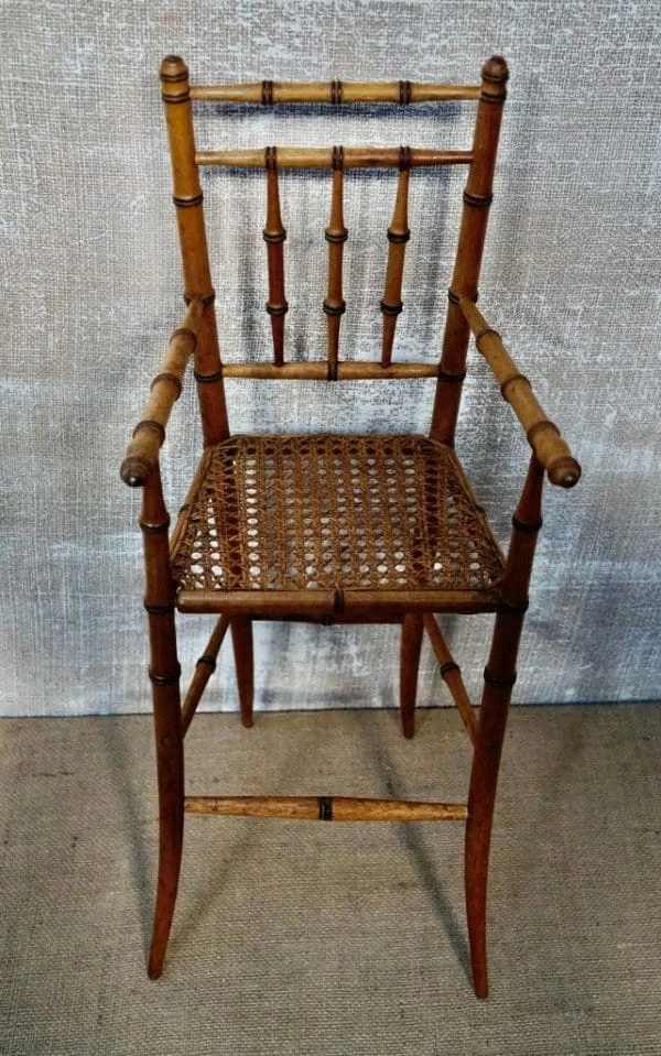 Antique French Faux Bamboo Dolls Highchair - Image 3