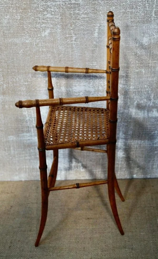 Antique French Faux Bamboo Dolls Highchair - Image 2