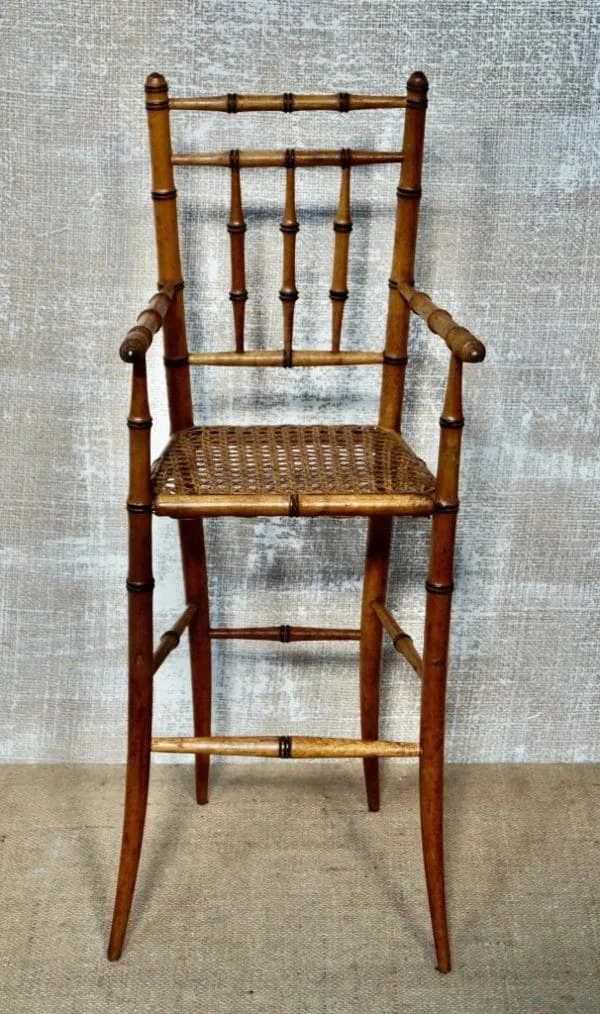 Antique French Faux Bamboo Dolls Highchair - Image 9