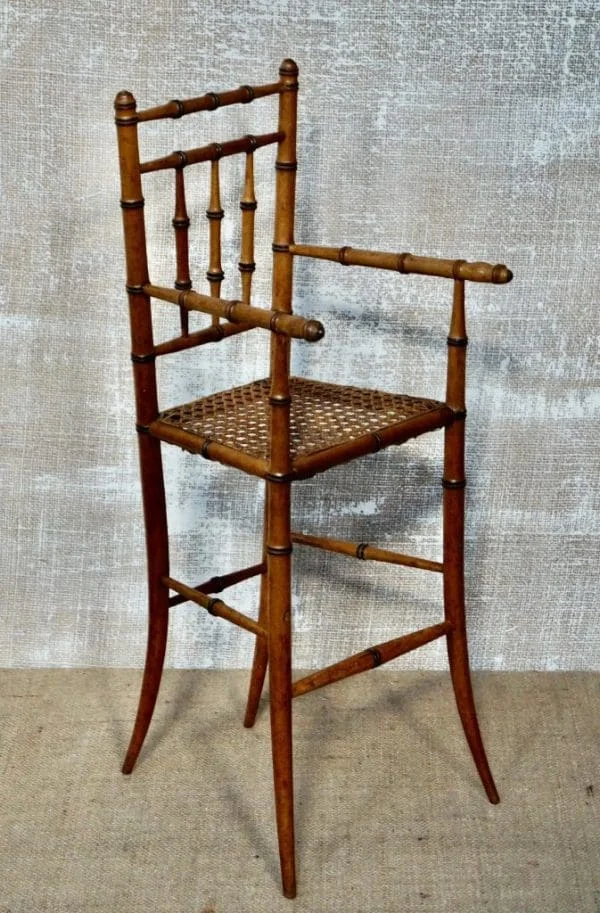 Antique French Faux Bamboo Dolls Highchair - Image 11