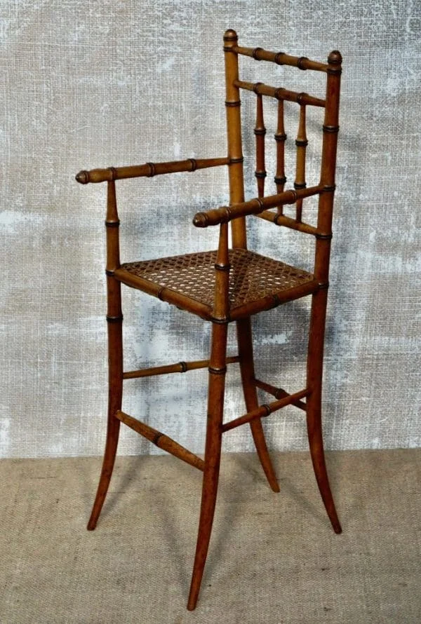 Antique French Faux Bamboo Dolls Highchair - Image 12