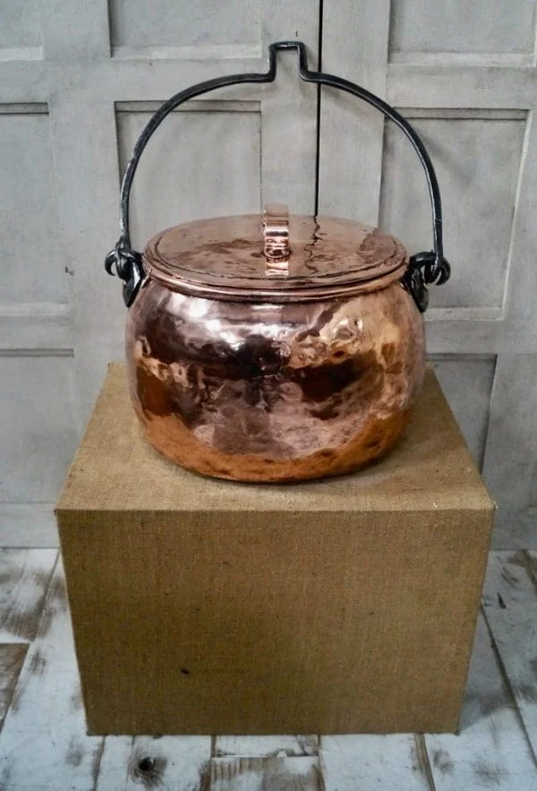 Victorian Polished Copper and Iron Cooking Pot - Image 2