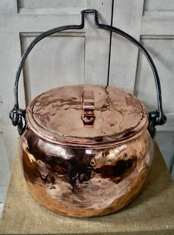 Victorian Polished Copper and Iron Cooking Pot