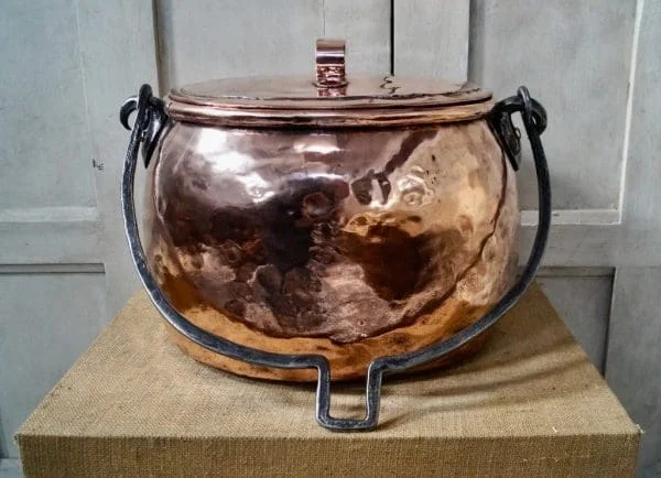 Victorian Polished Copper and Iron Cooking Pot - Image 4