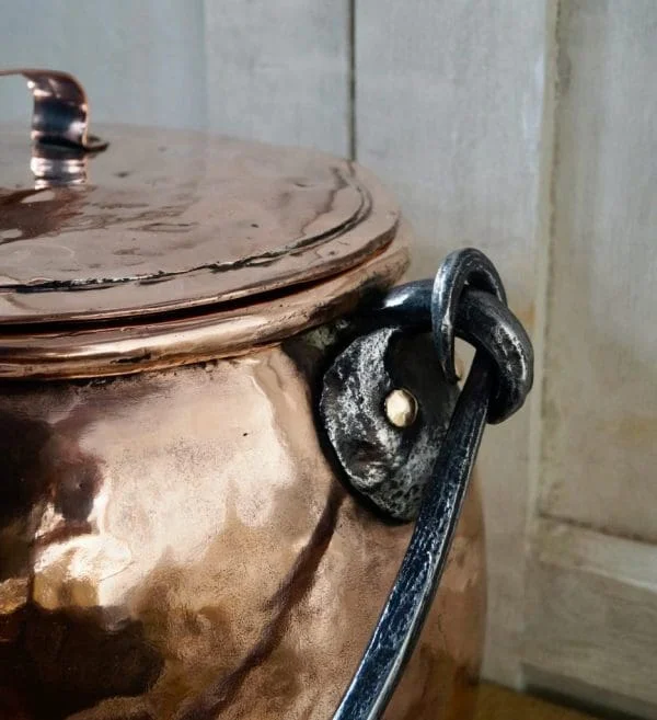 Victorian Polished Copper and Iron Cooking Pot - Image 5