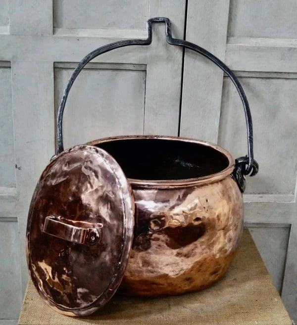 Victorian Polished Copper and Iron Cooking Pot - Image 8