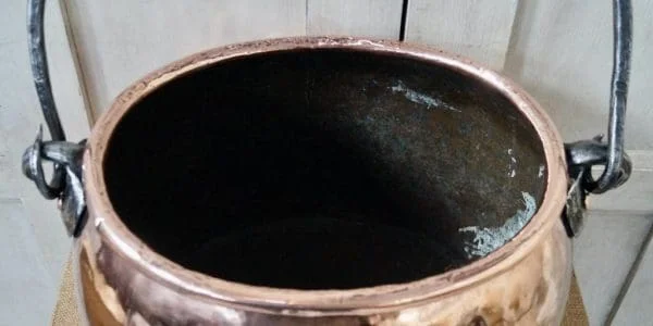 Victorian Polished Copper and Iron Cooking Pot - Image 9