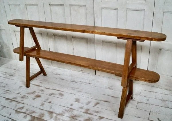 Turn of The Century French Provincial Trestle Bench - Image 14