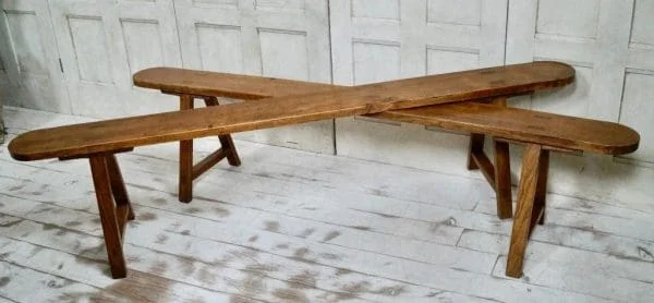 Turn of The Century French Provincial Trestle Bench - Image 2