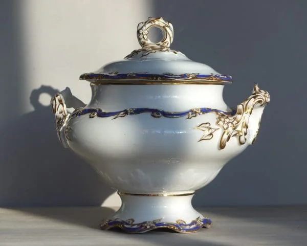 A 19th C Hand painted English Two Handled Porcelain Tureen