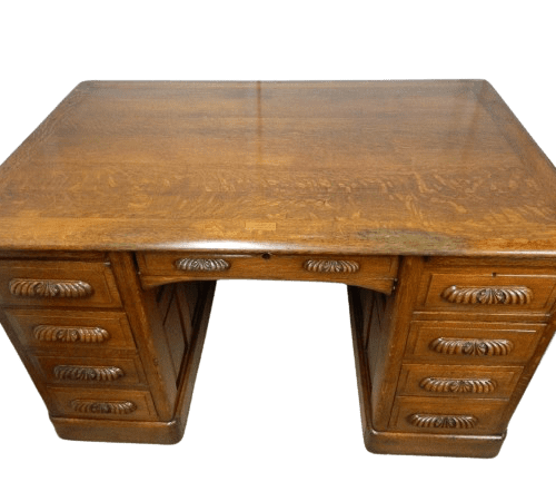 Solid Oak Bankers Pedestal Desk