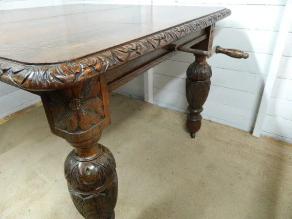 Victorian Heavily Carved Oak Extending table - Image 8