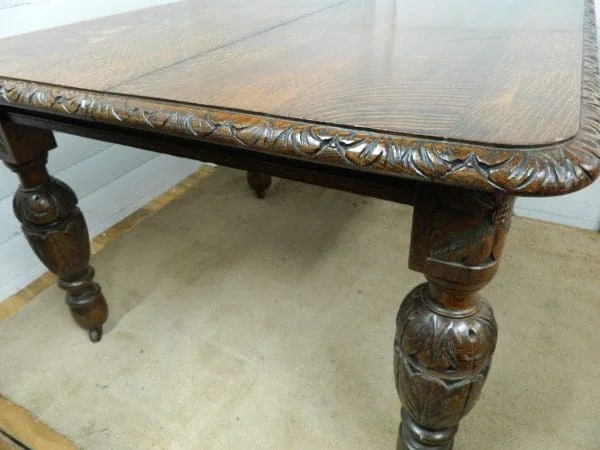 Victorian Heavily Carved Oak Extending table - Image 9