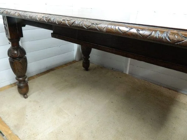 Victorian Heavily Carved Oak Extending table - Image 4