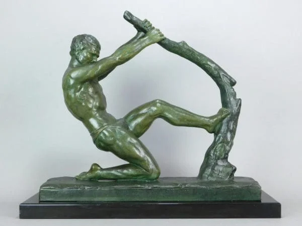 Art Deco Sculpture by J. De Roncourt – Bending Tree man - Image 2